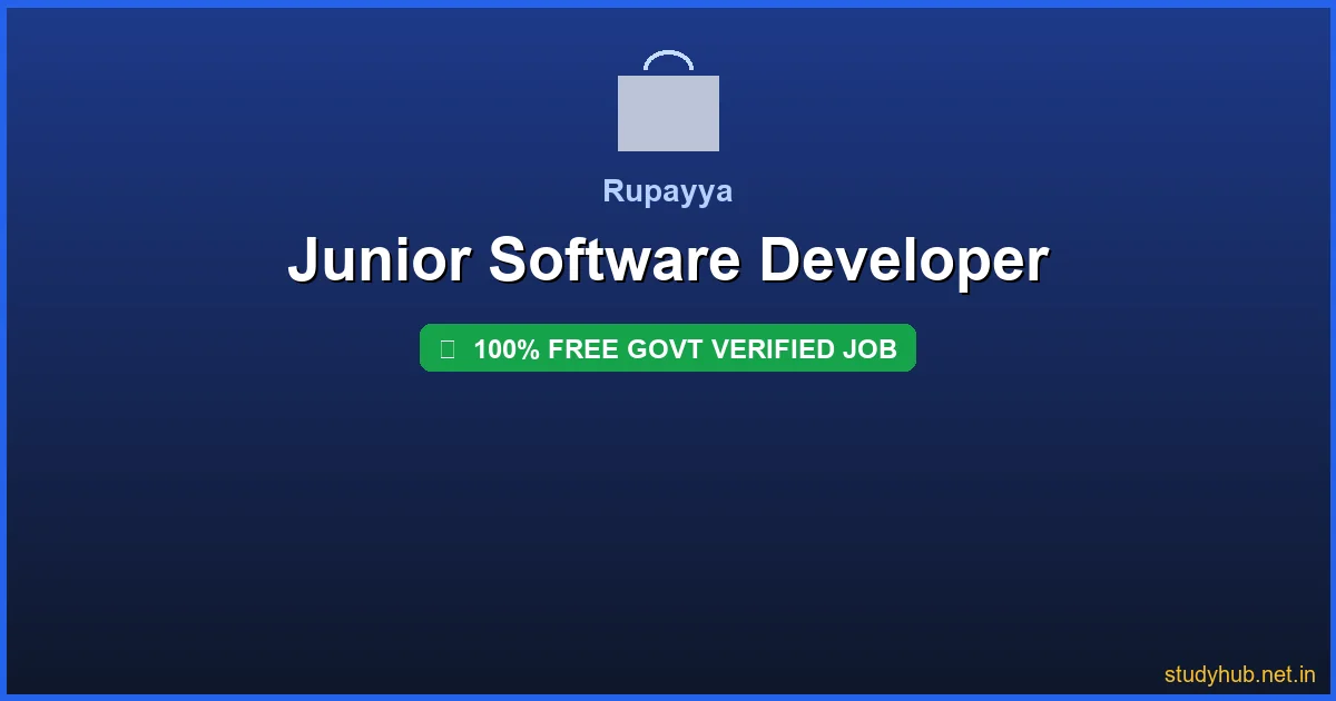 software developer job | Junior Software Developer Govt Verified