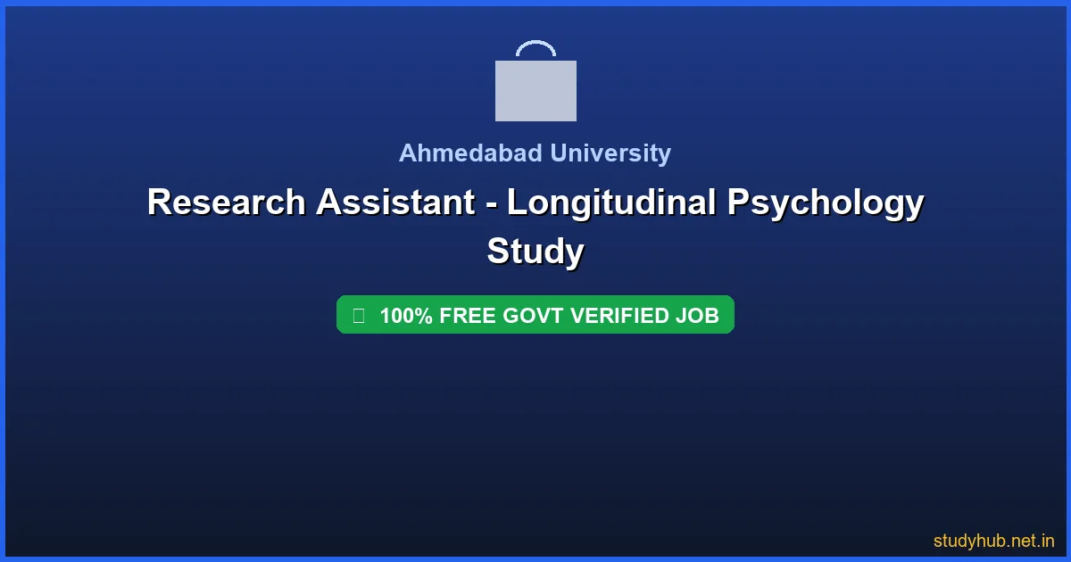 research assistant job | Research Assistant - Longitudinal Psychology Study Govt Verified