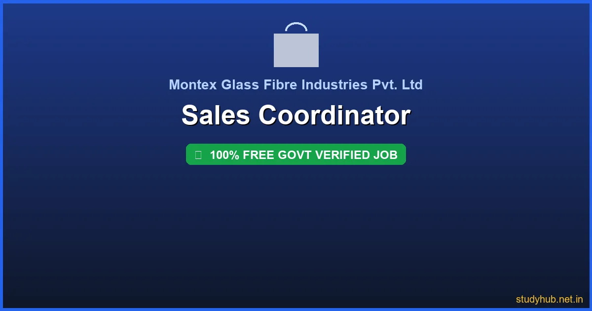 sales coordinator job | Sales Coordinator Govt Verified