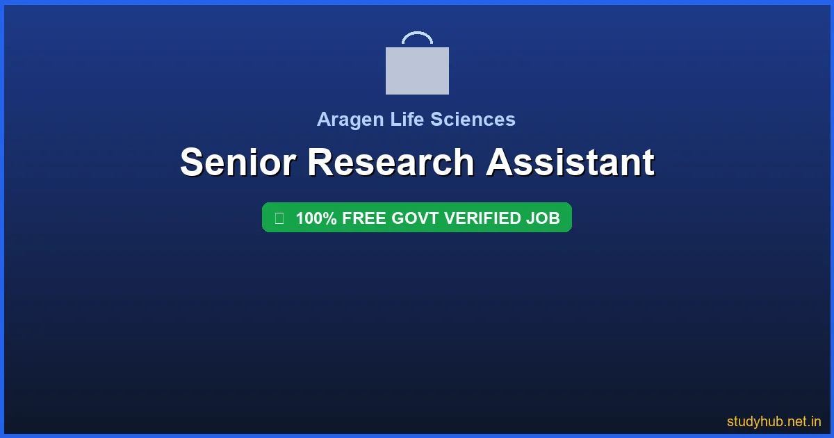 research assistant job | Senior Research Assistant Govt Verified