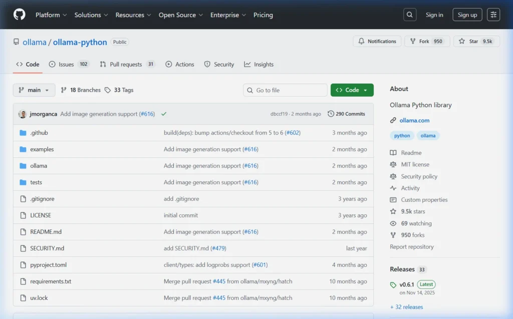 The official Ollama Python library on GitHub — the cleanest way to integrate Ollama into any Python project.