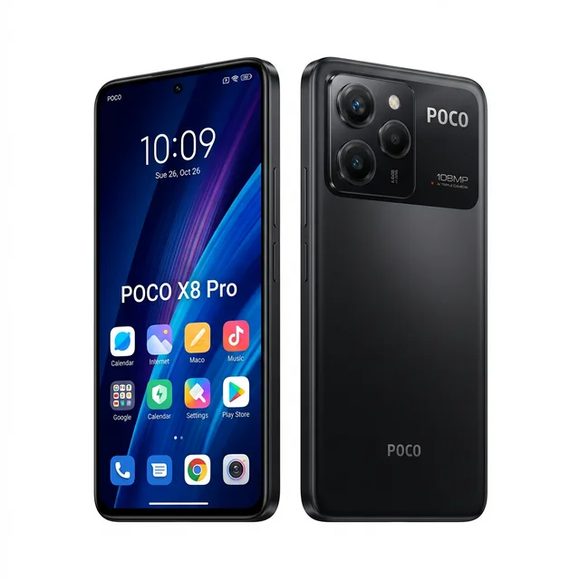 POCO X8 Pro official hero image showing front and back design