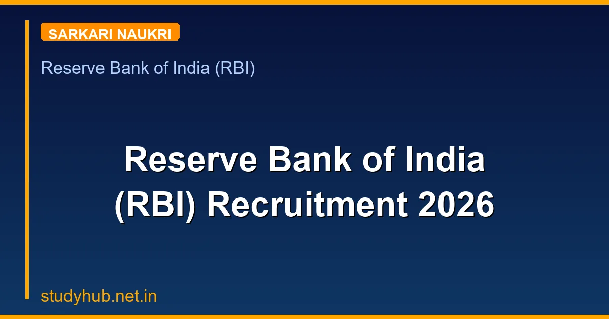 Reserve Bank of India (RBI) Recruitment 2026