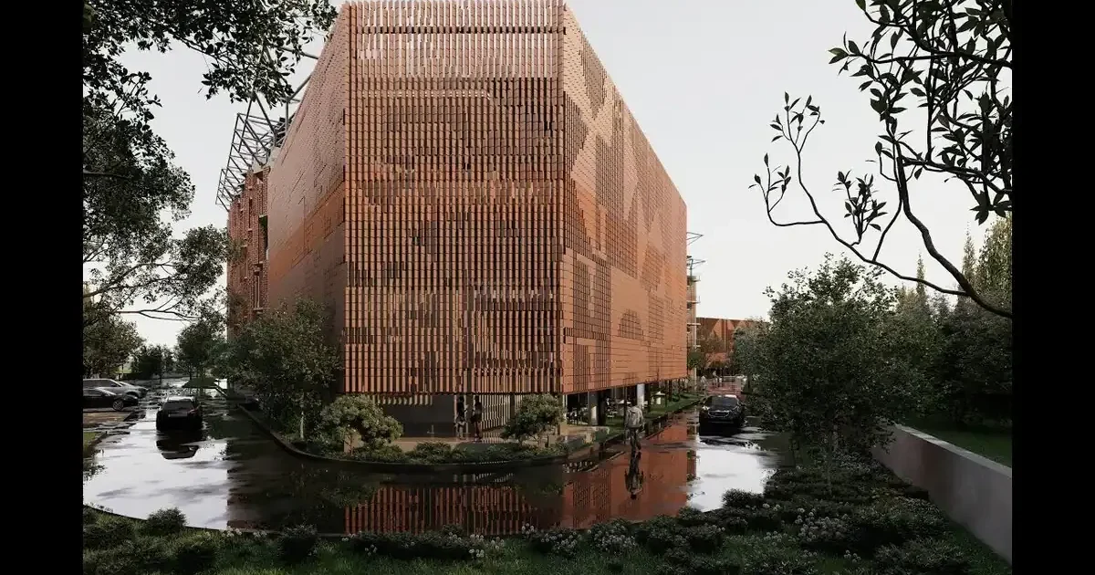Modern campus building of the new University of Design, Innovation and Technology (UDIT) in Gurugram, India.