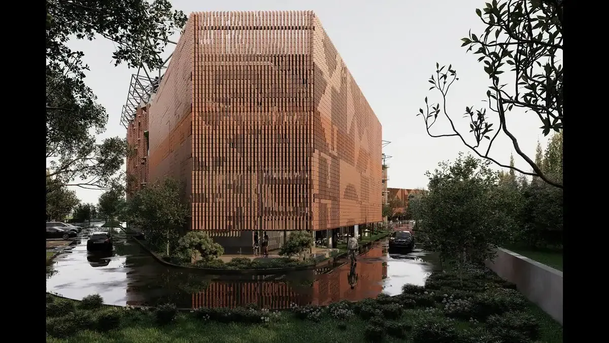 Modern campus building of the new University of Design, Innovation and Technology (UDIT) in Gurugram, India.