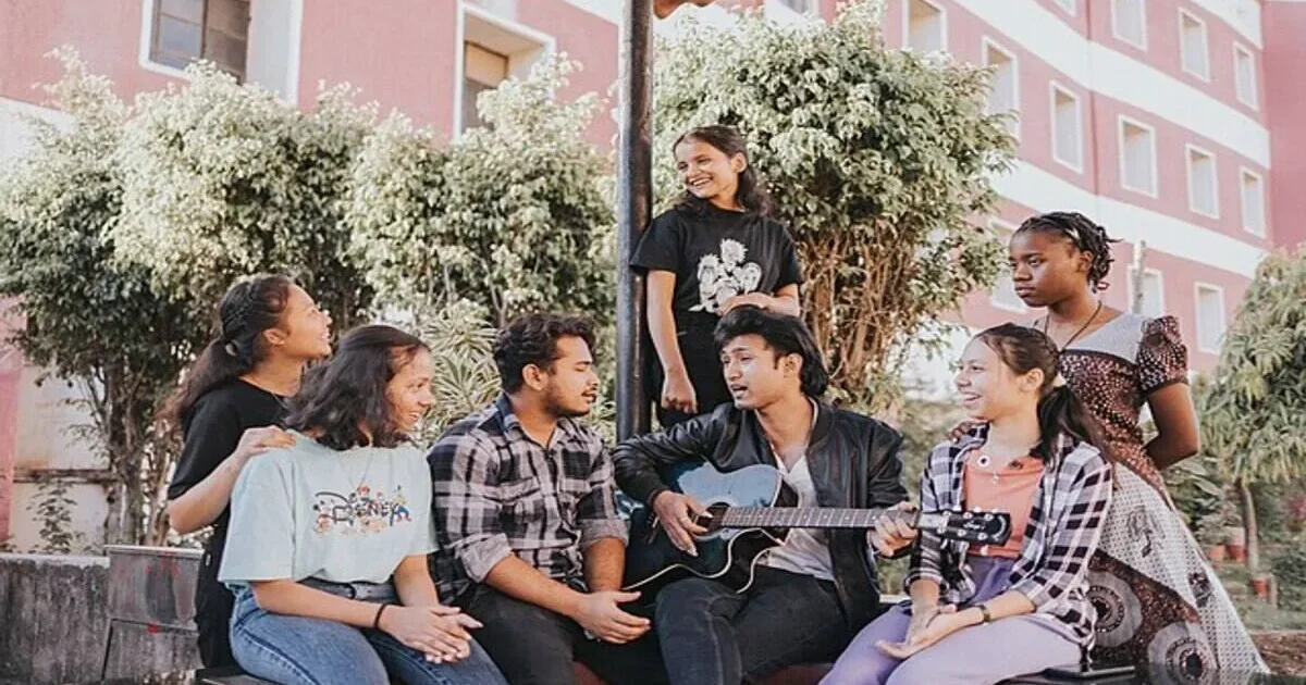 Youth participating in an educational cultural exchange program in India.