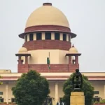 Supreme Court building with a spotlight logo representing justice and education reform