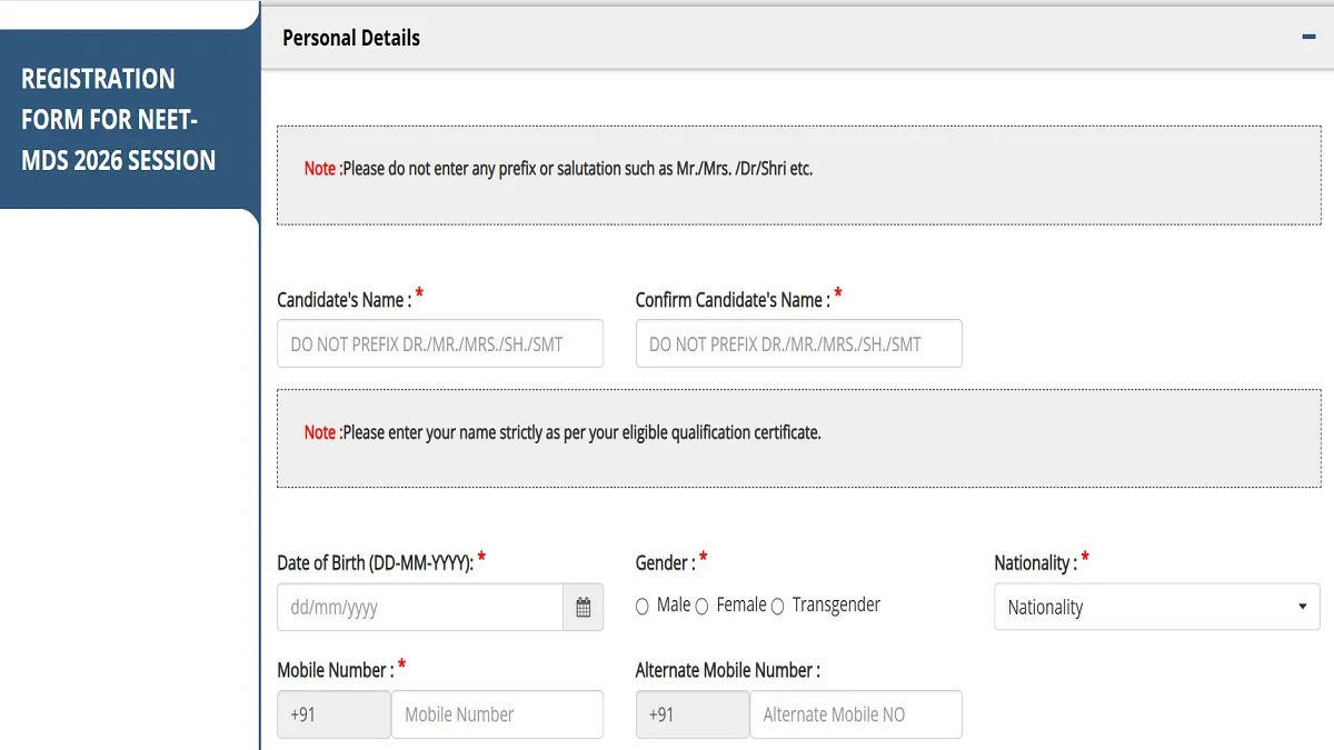 A dental student anxiously looking at a laptop screen displaying the NEET MDS 2026 registration portal with a clock ticking down.