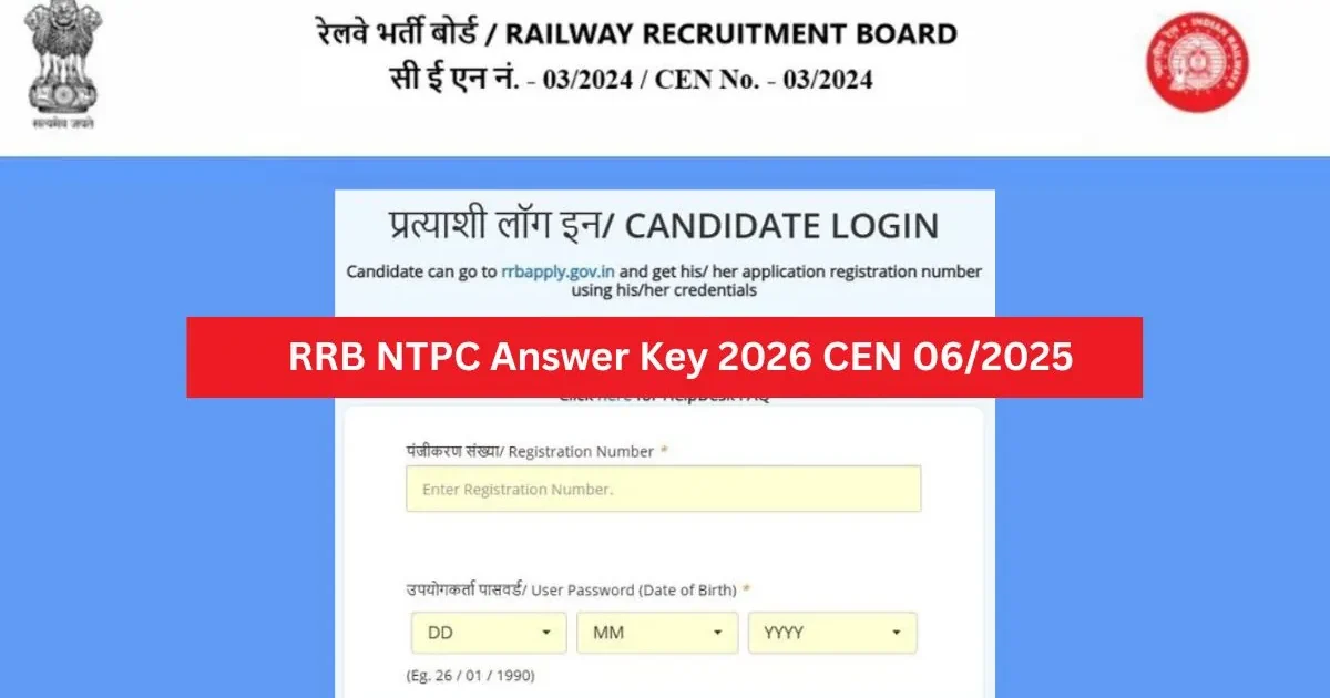 A student anxiously checking the RRB NTPC Answer Key 2026 on a laptop screen with the StudyHub logo visible.