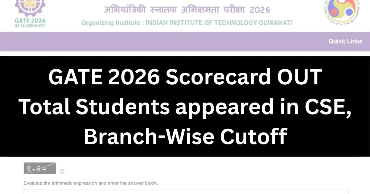 A student downloading the GATE 2026 scorecard from their laptop.
