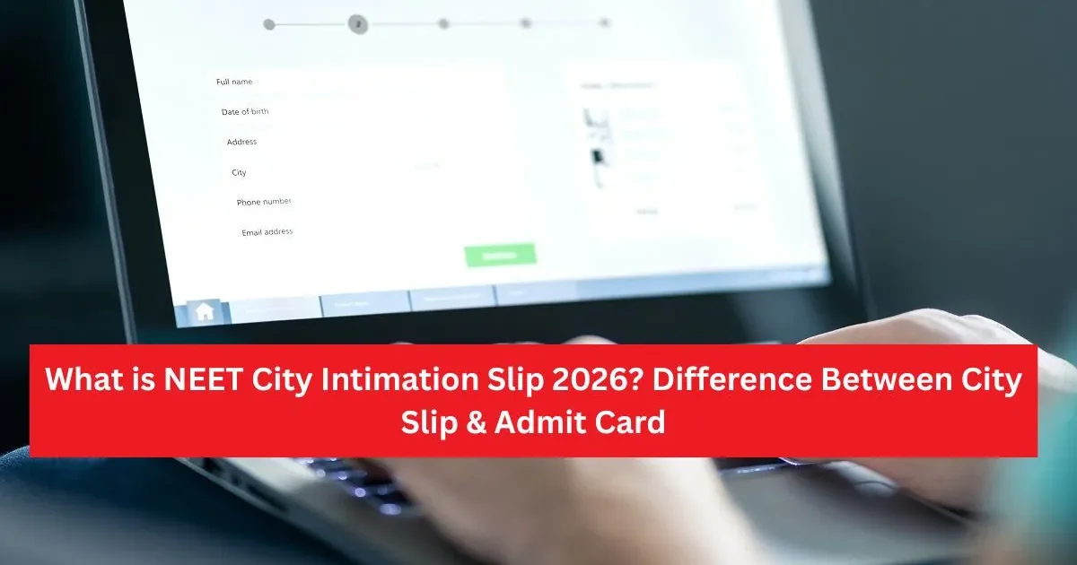 A student anxiously checking their laptop for the NEET 2026 City Intimation Slip and admit card download.