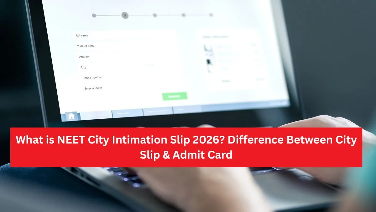 A student anxiously checking their laptop for the NEET 2026 City Intimation Slip and admit card download.