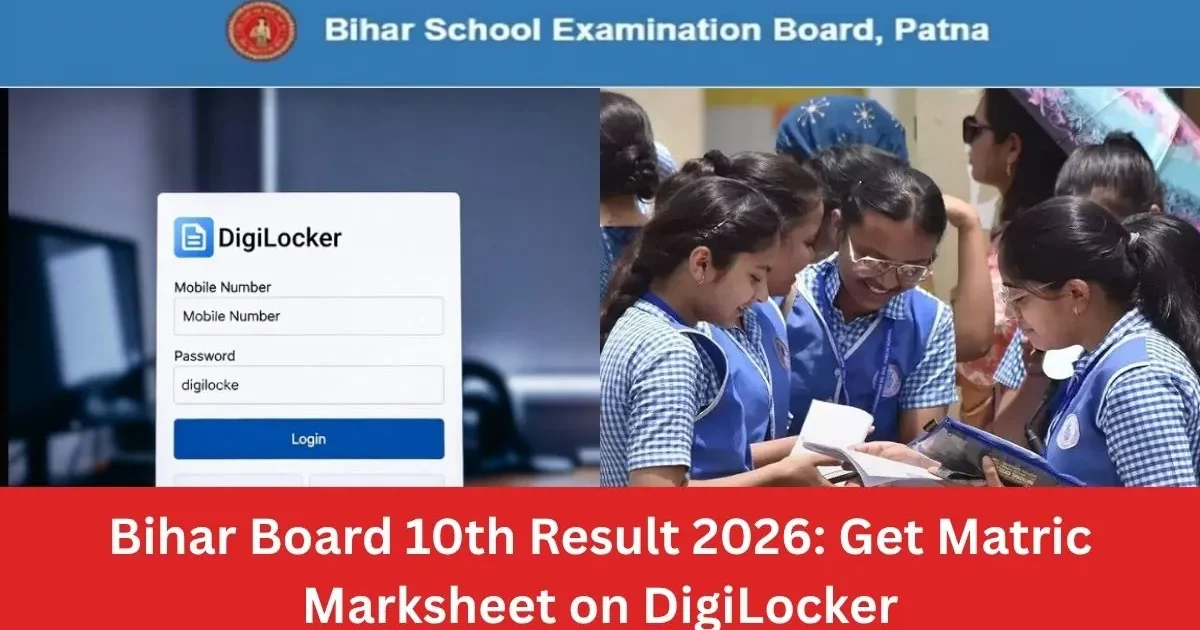 A student anxiously checking the Bihar Board 10th Result 2026 on a laptop, with the StudyHub logo visible.