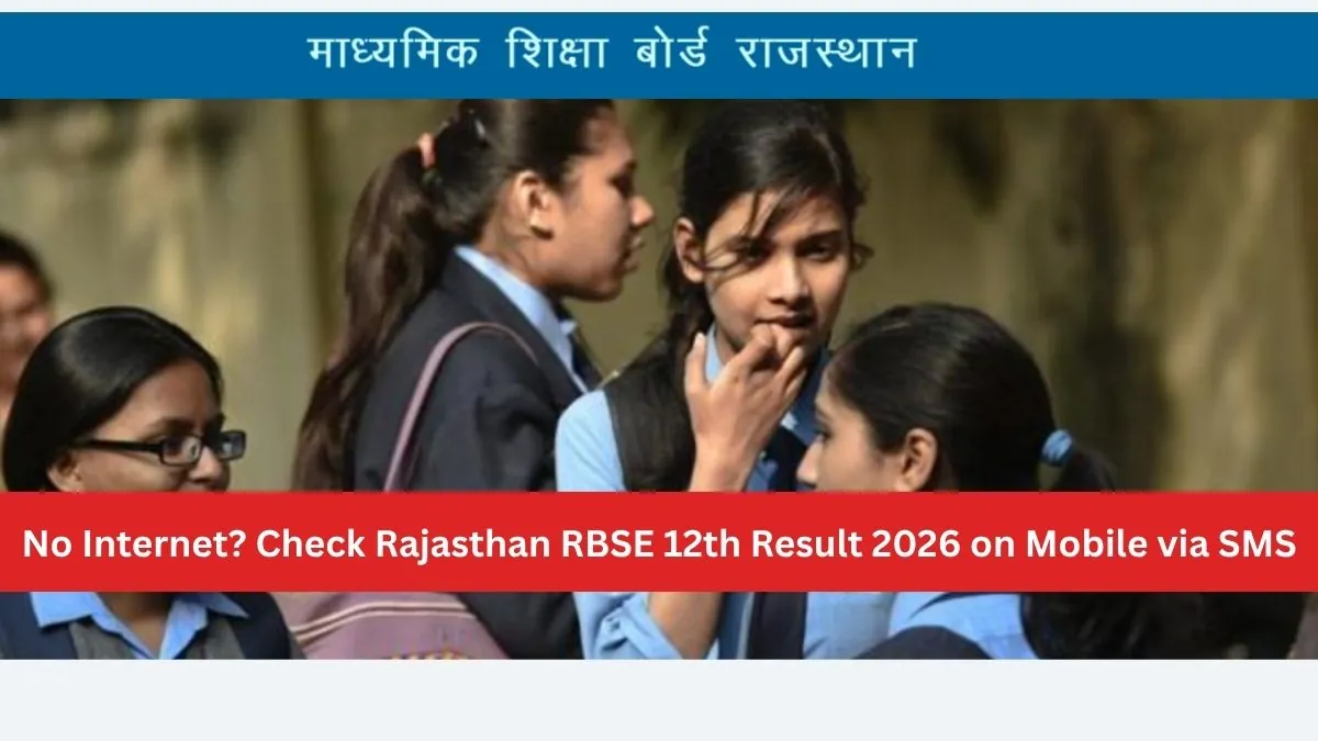 A student anxiously checks their RBSE 12th Result 2026 on a smartphone, showcasing the SMS method for checking scores offline.