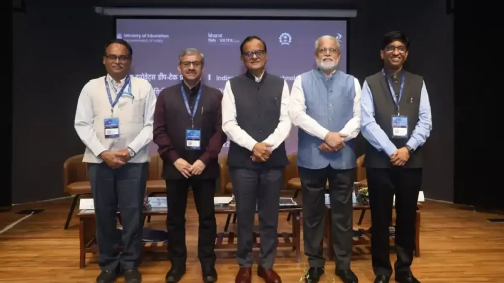 Innovators and investors networking at the Bharat Innovates Deep-Tech Pre-Summit held at IIT Bombay's research park.