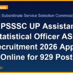 UPSSSC UP Assistant Statistical Officer ASO Recruitment 2026 Apply Online for 929 Post