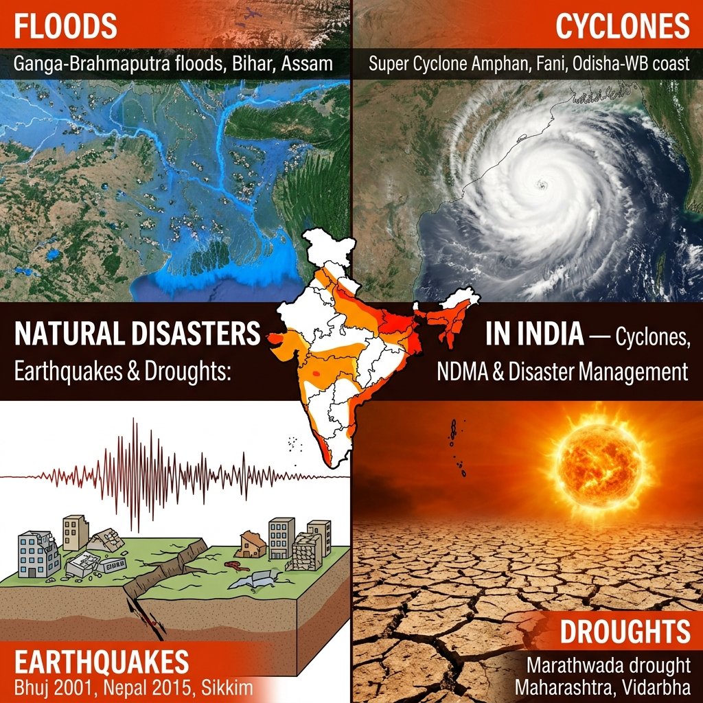 Natural Disasters India Floods Cyclones Earthquakes Droughts NDMA Disaster Management