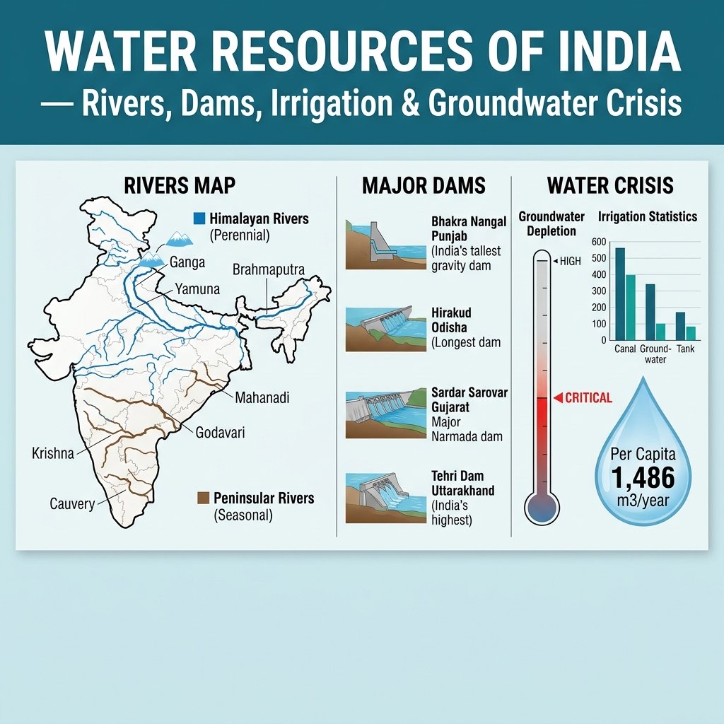 Water Resources India Rivers Dams Irrigation Groundwater Crisis