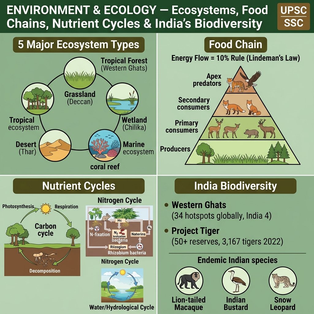 Environment Ecology Ecosystems Food Chains Nutrient Cycles India Biodiversity