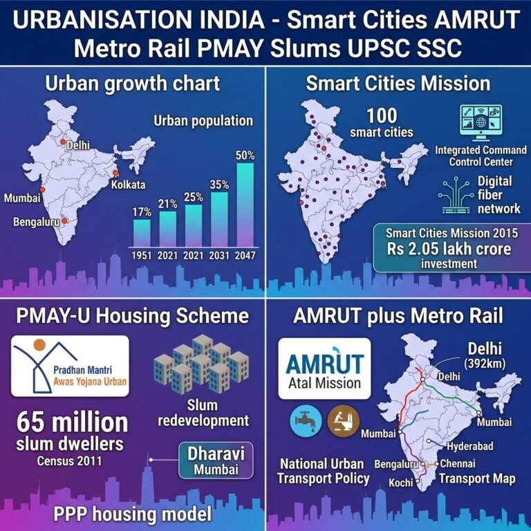 Urbanisation In India Urbanisation India 2026 — Smart Cities Mission, AMRUT 2.0, PMAY-U ...