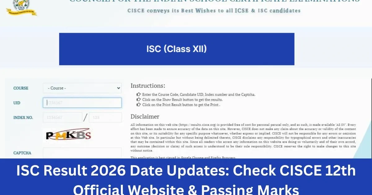 A student looking anxiously at a laptop screen displaying the CISCE official website for the ISC Result 2026.
