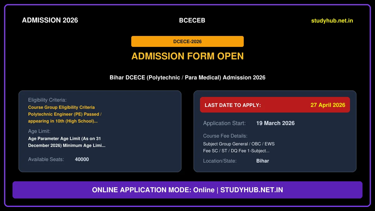 Bihar DCECE-PE Admission Online Counselling 2026