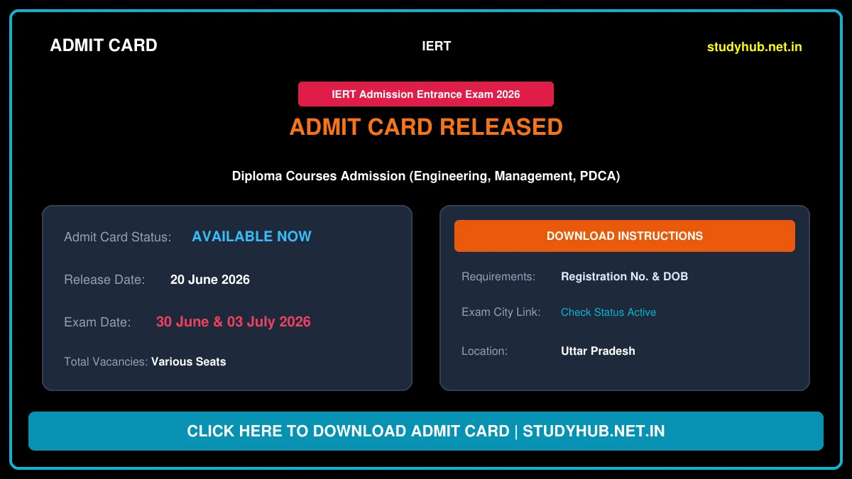 IERT Prayagraj Entrance Exam Admit Card 2026