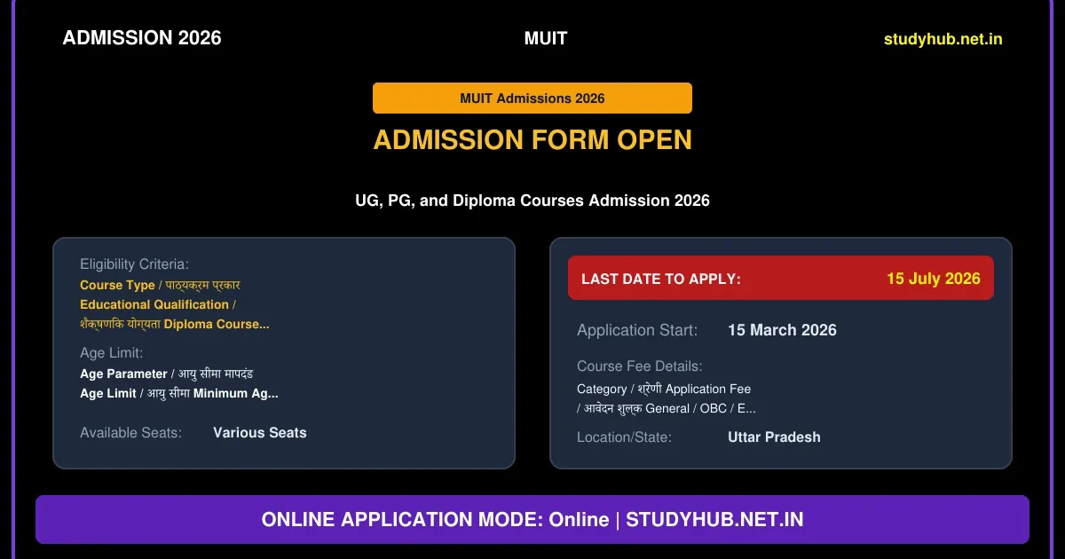 MUIT Admissions Online Form 2026