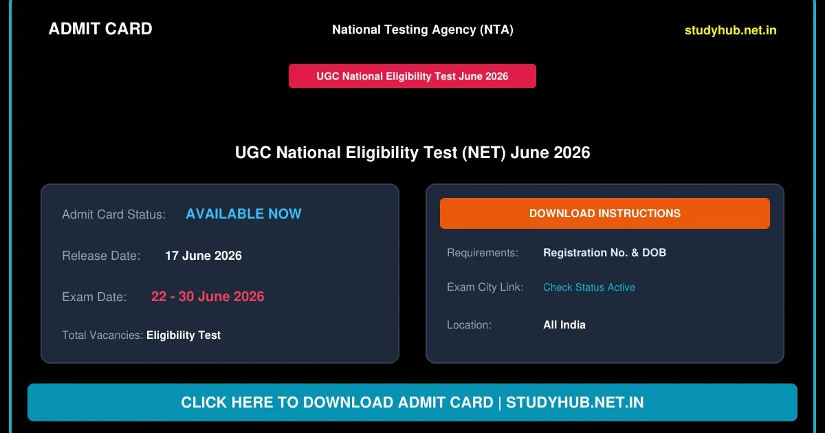 NTA UGC NET June Admit Card 2026