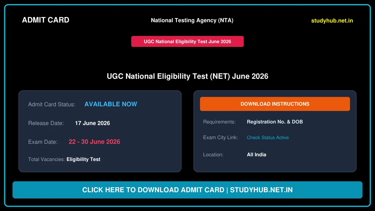 NTA UGC NET June Admit Card 2026