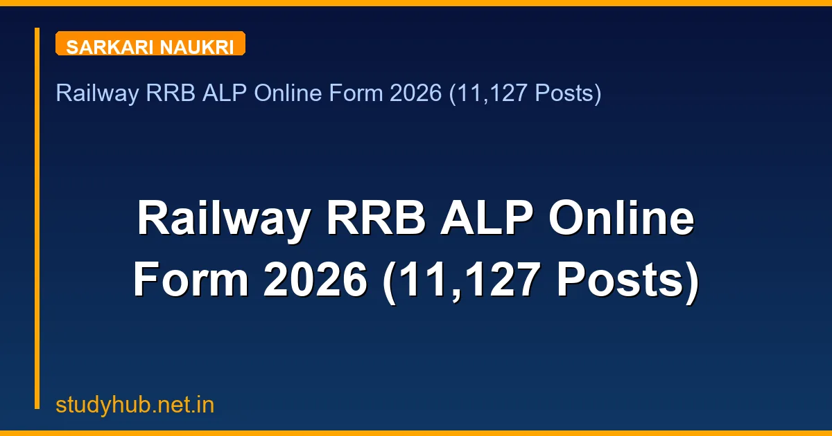 Railway RRB ALP Online Form 2026 (11,127 Posts)