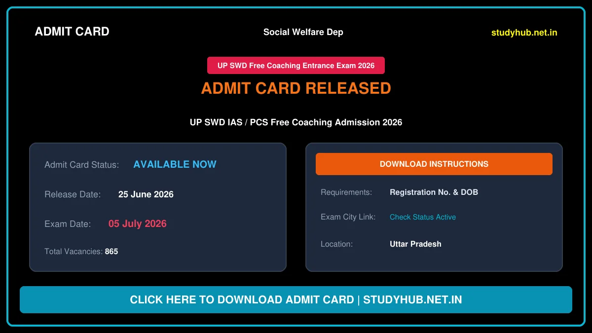 SWD UP IAS / PCS Free Coaching 2026