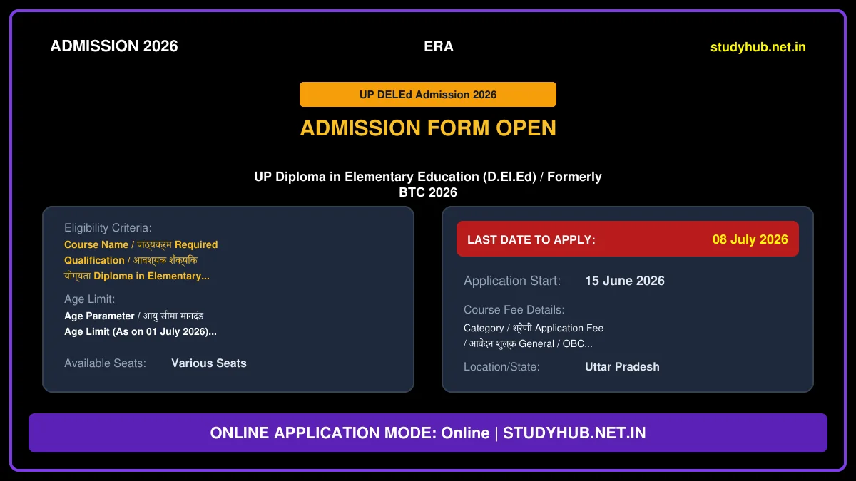 UP DELEd Admission Online Form 2026