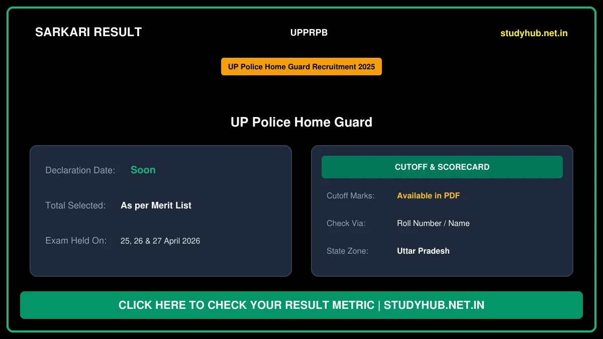 StudyHUB – Free Open Educational Resources UP Police Home Guard Result 2026 – उत्तर प्रदेश होम गार्ड परीक्षा परिणाम