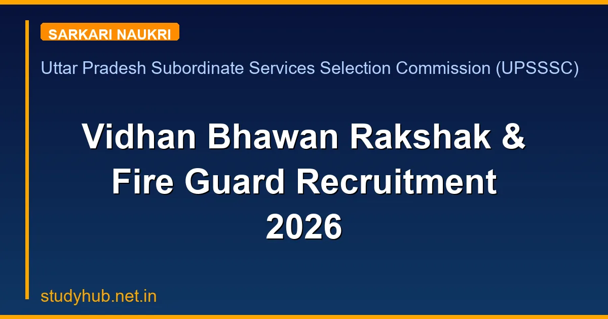 Vidhan Bhawan Rakshak & Fire Guard Recruitment 2026
