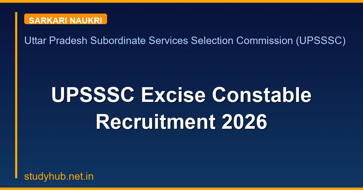 UPSSSC Excise Constable Recruitment 2026
