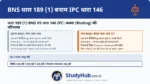 BNS 189(1) (IPC 146) 'दंगा/बलवा' (Rioting) को परिभाषित करती है। जब तक भीड़ शांत है