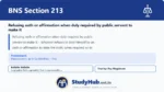 BNS Section 213 Refusing oath or affirmation when duly required by public servant to make it