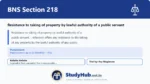 BNS Section 218 Resistance to taking of property by lawful authority of a public servant