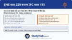 झूठी गवाही (Perjury) की सजा! BNS 229 (पूर्व IPC 193) के तहत यदि आप पुलिस/मजिस्ट्रेट इंक्वायरी या कोर्ट केस (Judicial Proceedings) में झूठ बोलते हैं या फर्जी हलफनामा देते हैं