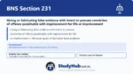 BNS Section 231 Giving or fabricating false evidence with intent to procure conviction of offence punishable with imprisonment for life or imprisonment