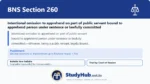 BNS Section 260 Intentional omission to apprehend on part of public servant bound to apprehend person under sentence or lawfully committed
