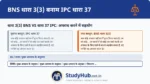सहयोग (Co-operation) द्वारा अपराध करने के सिद्धांत को IPC 37 से BNS 3(3) में स्थानांतरित कर दिया गया है।
