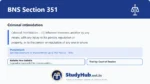 BNS Section 351 Criminal intimidation