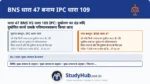 BNS 47 सबसे महत्वपूर्ण दंड धाराओं में से एक है। यदि आप A को उकसाते हैं कि वह B की हत्या कर दे और A हत्या कर देता है। तो A को हत्या (फांसी/उम्रकैद) मिलेगी