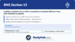 BNS Section 53 Liability of abettor for an effect caused by act abetted different from that intended by abettor