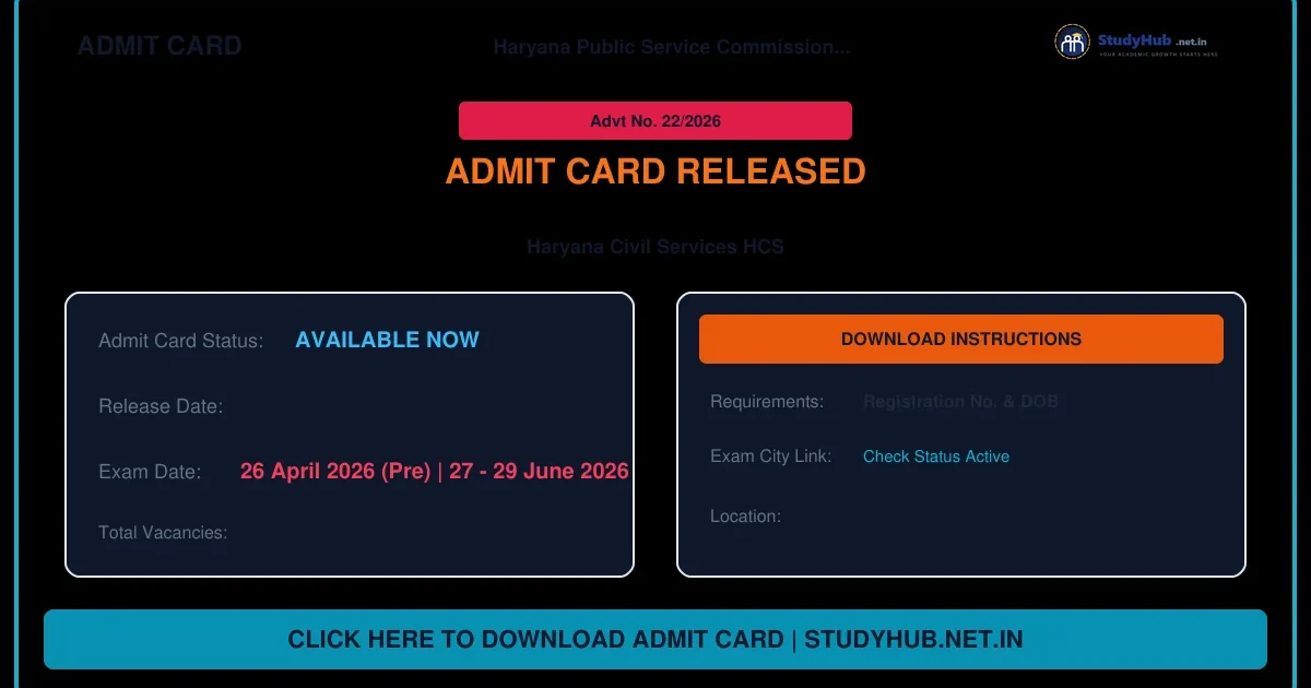 HPSC HCS Mains Admit Card 2026