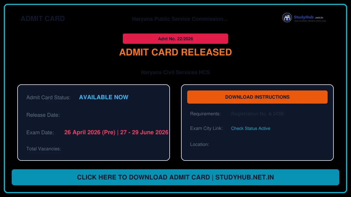 HPSC HCS Mains Admit Card 2026