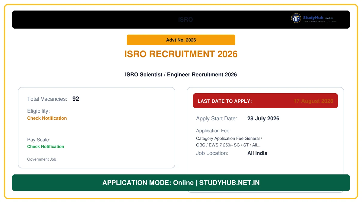 ISRO Scientist / Engineer Recruitment 2026