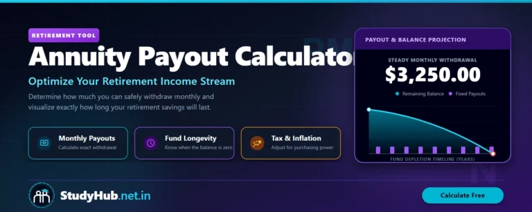 Area Calculator Annuity Payout Calculator Free online annuity payout calculator to quickly and accurately compute your results. Simple, fast, and easy to use.